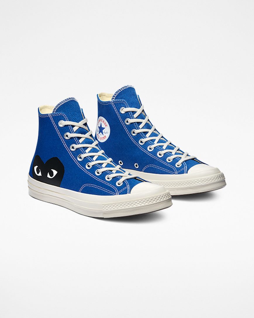 Men's Converse x Comme des Garçons PLAY Chuck 70 High Top Shoes Blue / Black | AU 4016CK